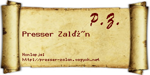 Presser Zalán névjegykártya
